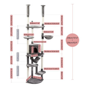Arbre à chat XXL multifonction réglable 236-258cm – Image 5