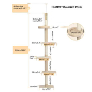 Arbre à chat XXL simple 228-274cm – Image 3
