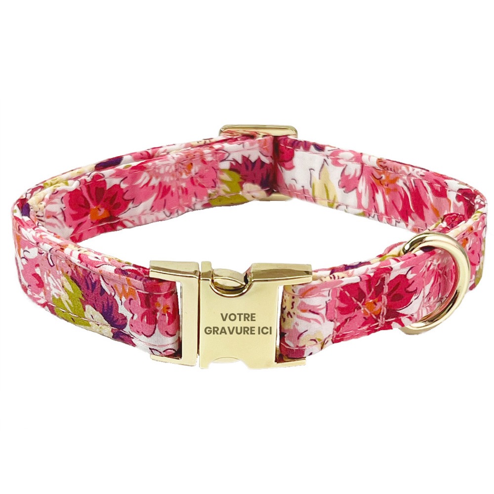 Collier personnalisé pour chat style floral rouge