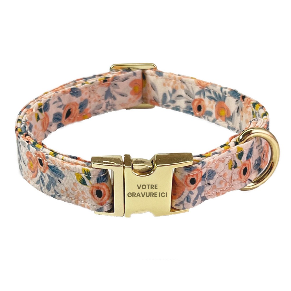 Collier pour chat personnalisé style floral pastel