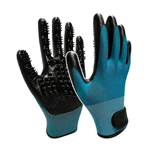 Paire de gants brosse pour chat en caoutchouc et silicone