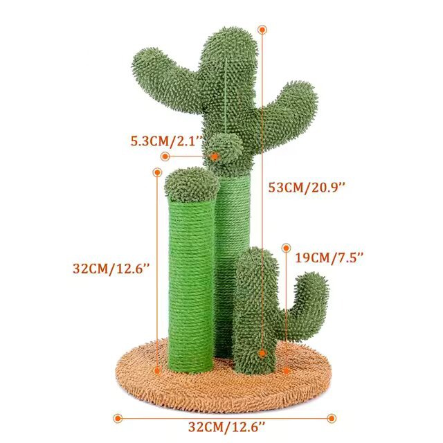 Poteau griffoir cactus vert et marron