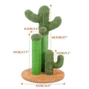 Poteau griffoir cactus vert et marron