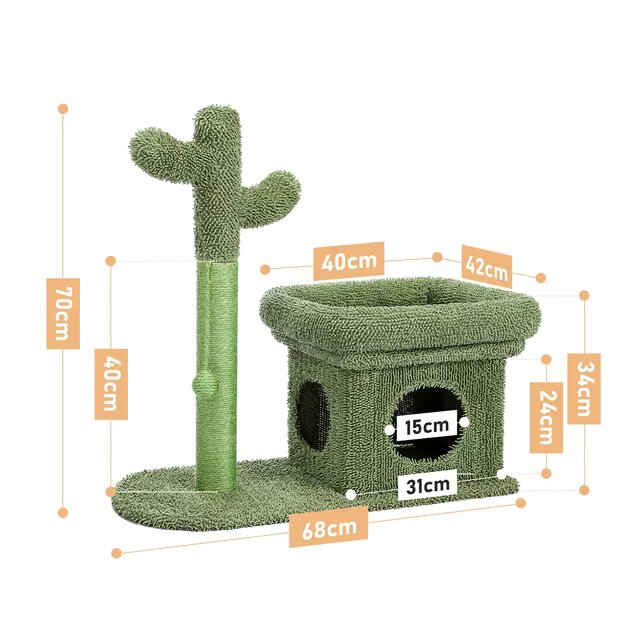 Poteau griffoir pour chat cactus avec niche