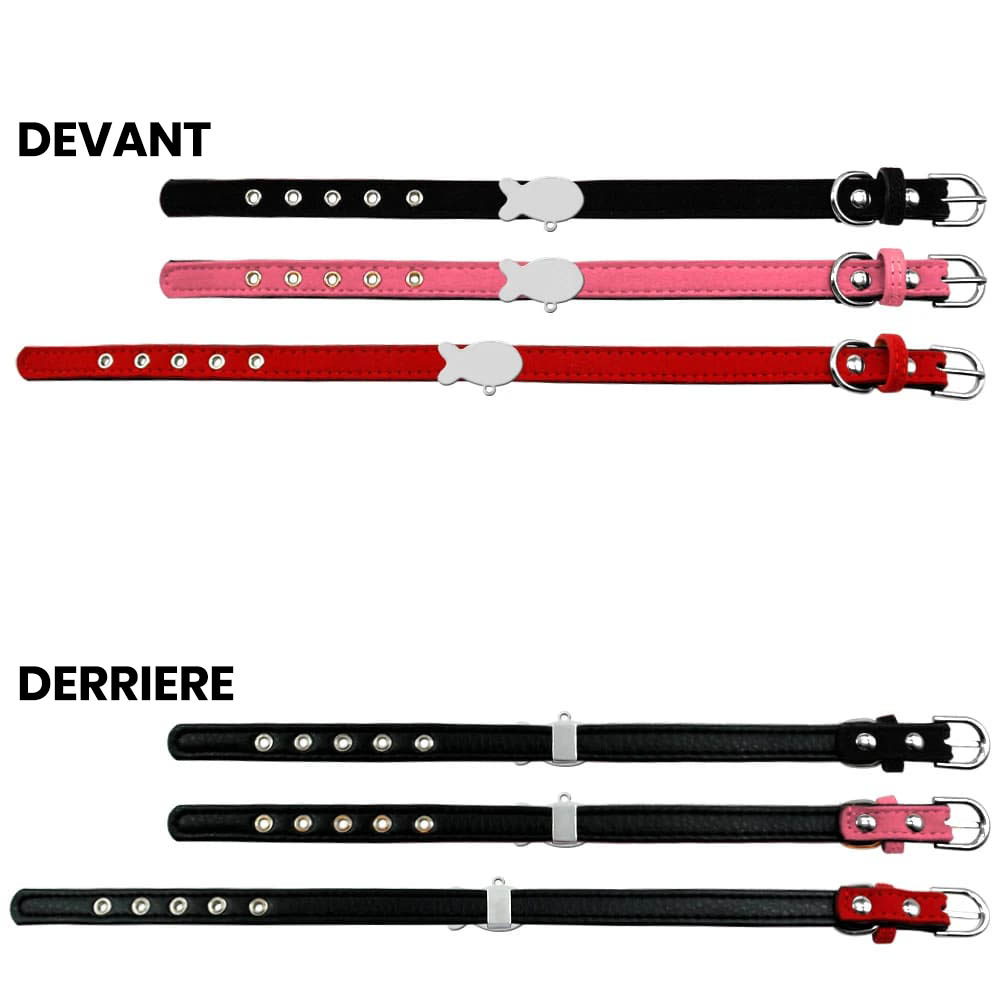 Collier personnalisé pour chat médaille argentée poisson Collier personnalisé pour chat médaille argentée poisson
