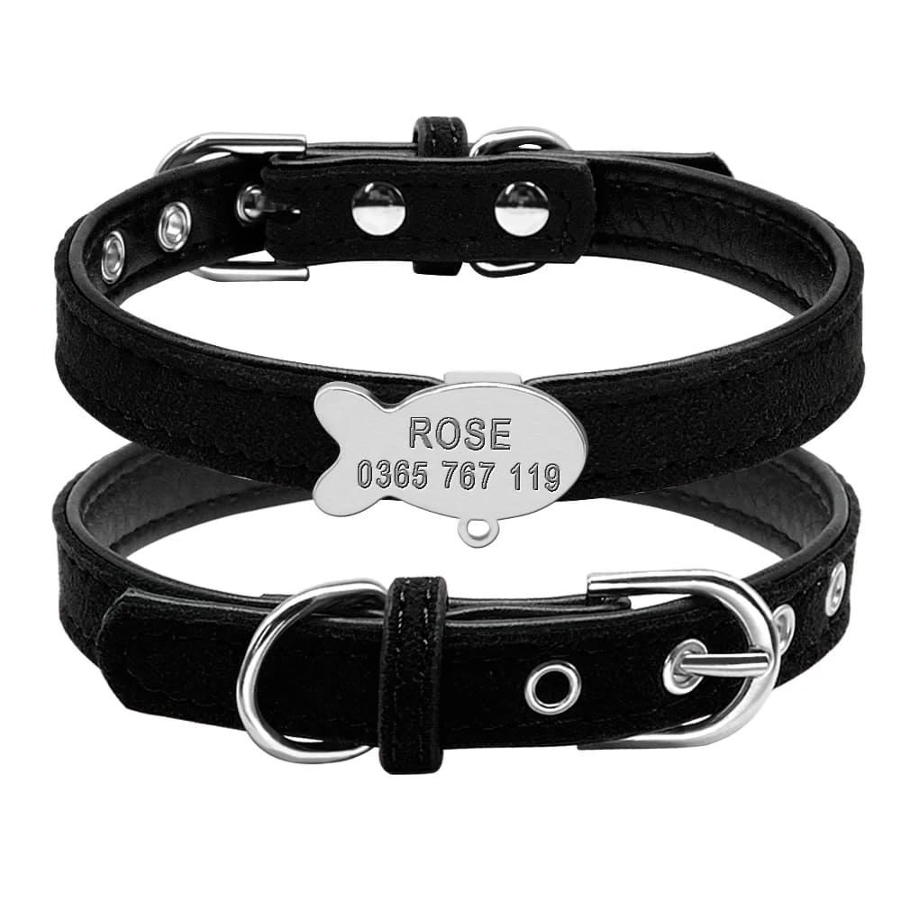 Collier personnalisé pour chat médaille argentée poisson Collier personnalisé pour chat médaille argentée poisson