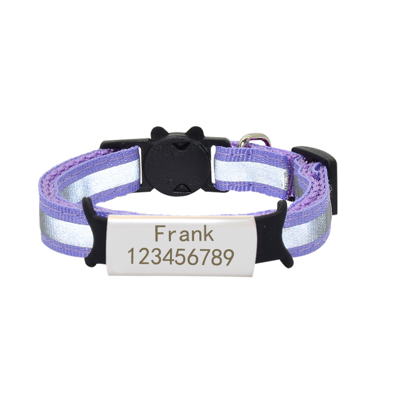 Collier chat personnalisé anti-étranglement et réfléchisssant Collier chat personnalisé anti-étranglement et réfléchisssant