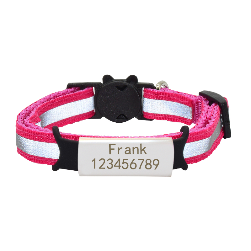 Collier chat personnalisé anti-étranglement et réfléchisssant Collier chat personnalisé anti-étranglement et réfléchisssant