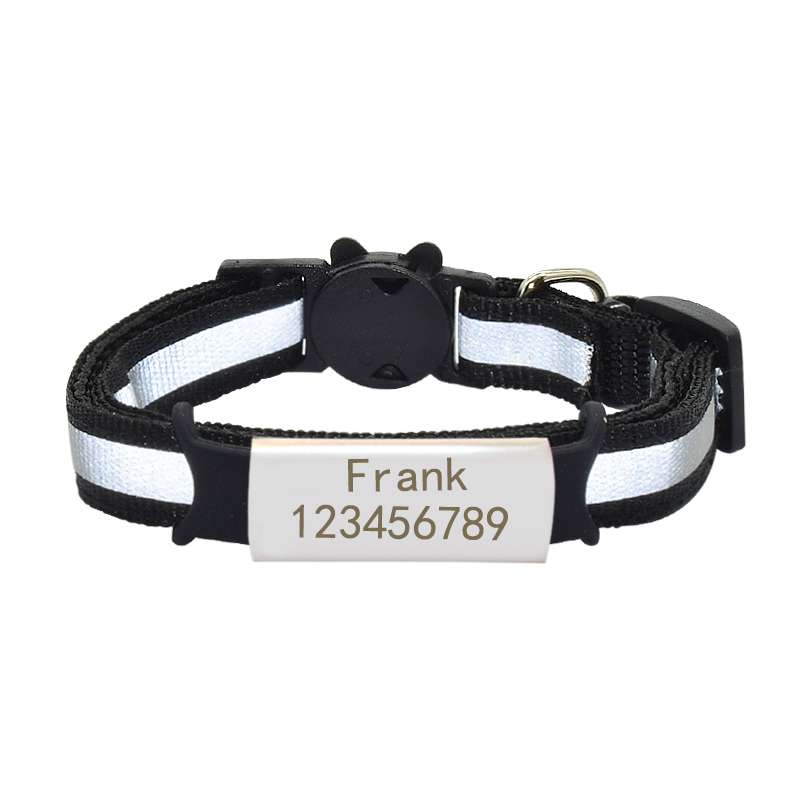 Collier chat personnalisé anti-étranglement et réfléchisssant Collier chat personnalisé anti-étranglement et réfléchisssant