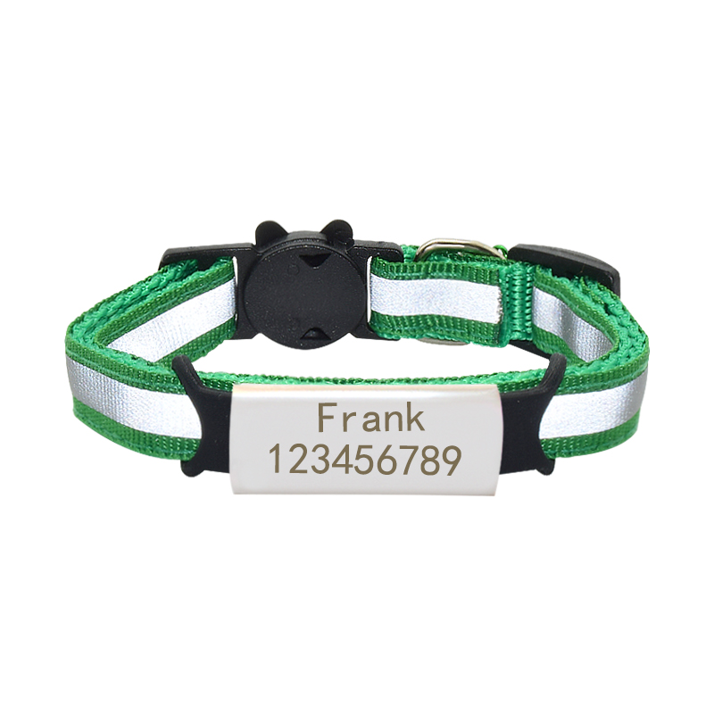 Collier chat personnalisé anti-étranglement et réfléchisssant Collier chat personnalisé anti-étranglement et réfléchisssant