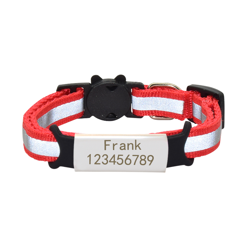 Collier chat personnalisé anti-étranglement et réfléchisssant Collier chat personnalisé anti-étranglement et réfléchisssant