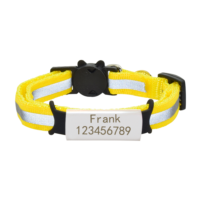 Collier chat personnalisé anti-étranglement et réfléchisssant Collier chat personnalisé anti-étranglement et réfléchisssant